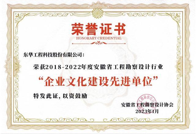 2022年度安徽省工程勘察设计行业"企业文化建设